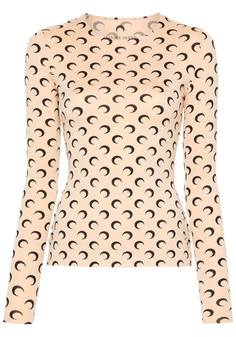 moon printed jearsey top woman beige MARINE SERRE | WTS006A CJER0001TA10